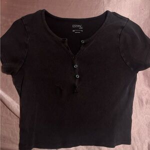 Women's Black Ribbed Top